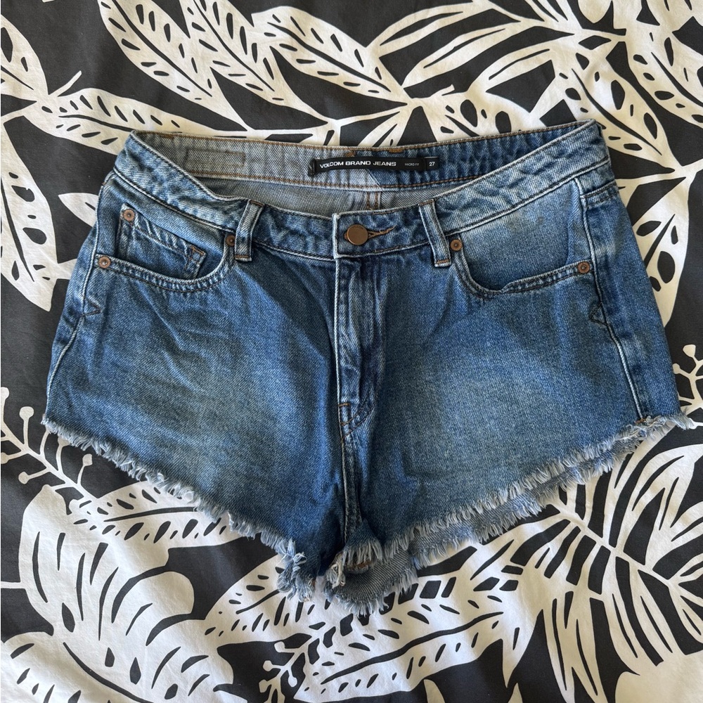 Volcom true to this micro fit denim shorts women’s